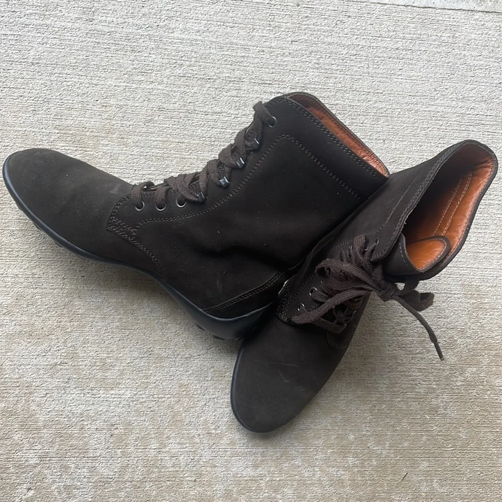 Tod's boots Men’s Brown leather Suede Lace Up combat Shoe Size 37